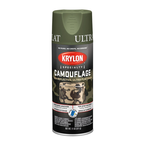 Pintura en aerosol camuflaje verde claro Flat Woodland de Krylon, 11 oz (paquete de 6)