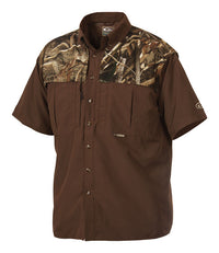 Drake  EST  L  Short Sleeve  Men's  Collared  Brown/Camo  Work Shirt