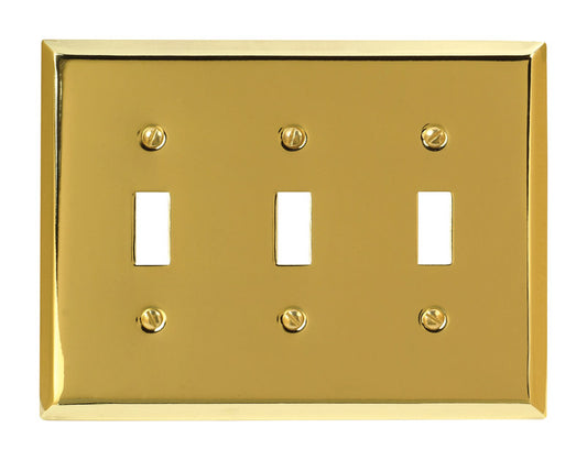 Amerelle Century Polished Brass 3 gang Stamped Steel Toggle Wall Plate 1 pk