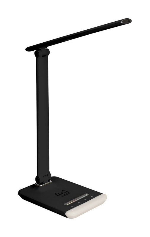 iHome Gloss Black Plastic 350 lm. 18W Desk Lamp 14.97 H x 8.67 W x 7.49 D in. with Charging Station