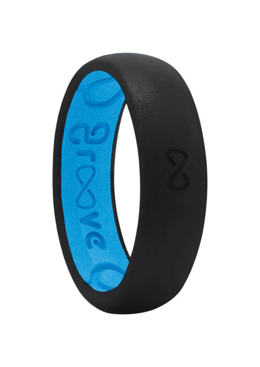 Groove Life Unisex Round Midnight Black/Blue Wedding Band Silicone Water Resistant Size 5