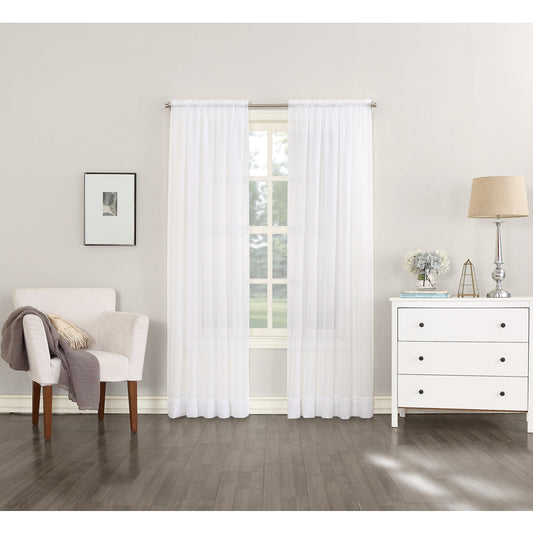 No. 918 Tangiers White Curtains 118 in. W x 84 in. L (Pack of 2)