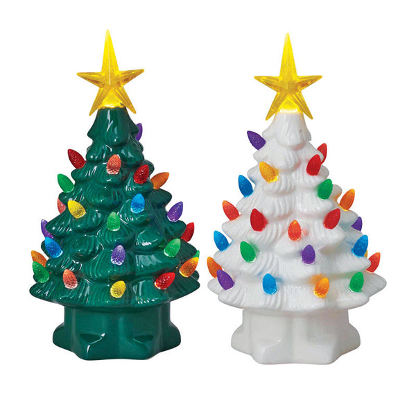 Árbol de Navidad nostálgico de Mr. Christmas, porcelana verde y blanca, 1 unidad (paquete de 12)