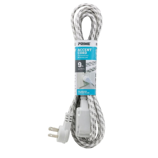 Prime Accent Indoor 9 ft. L Gray Extension Cord 16/2 SPT-2