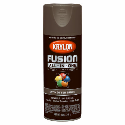 Fusion All-In-One Spray Paint + Primer, Satin Otter Brown, 12-oz. (Pack of 6)