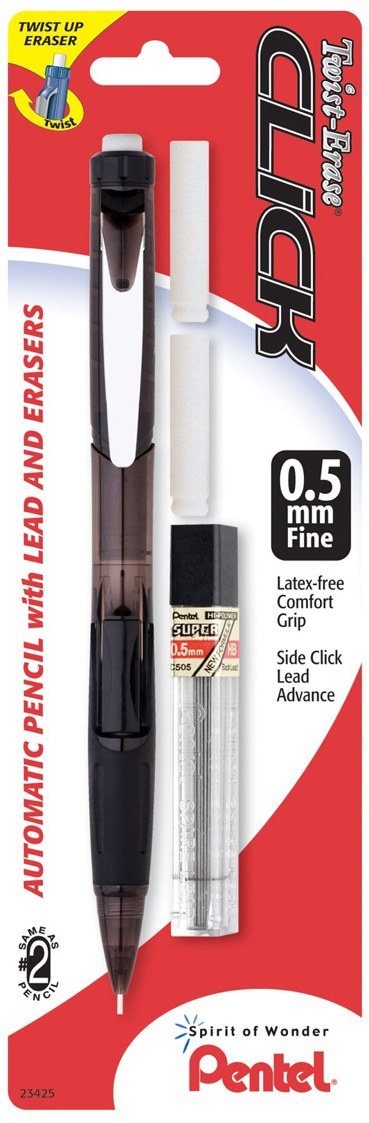 Pentel Pd275Tlebp Black Twist Erase® Click 0.5Mm Mechanical Pencil (Pack of 6)