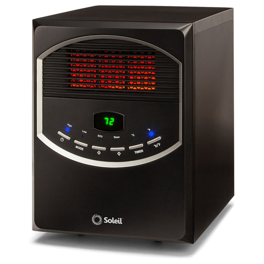 Soleil Black 110V 1500W 5118 BTU/hr. 200 sq. ft. Infrared Electric Heater 15.08 Hx14.5 Wx13.98 D in.