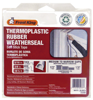 Thermoplastic Rubber Weatherseal, 3/8W x 5/16-In. T x 20-Ft.