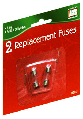 Replacement Fuse, For Standard Christmas C7 & C9 Light Set, 5-Amp, 2-Pk.