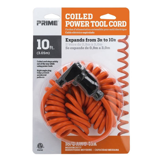 Prime Indoor 10 ft. L Orange Extension Cord 16/3 SJT