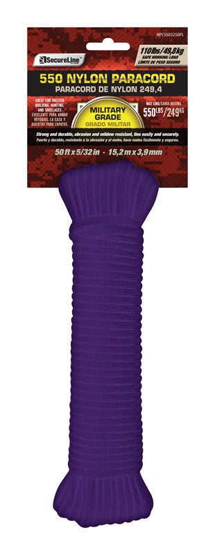 SecureLine 5/32 in. D X 50 ft. L Purple Braided Nylon Paracord