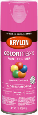 COLORmaxx Spray Paint + Primer, Gloss Mambo Pink, 12-oz.