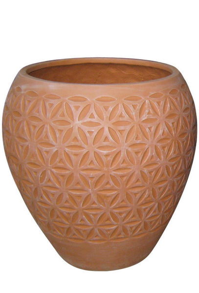 Jardinera de fibra de vidrio de 16 pulgadas de alto x 16,3 pulgadas de ancho x 16 pulgadas de profundidad de terracota para patio sur