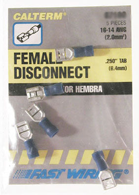 Calterm 61188 16-14 AWG Blue Female Disconnects 22 Count