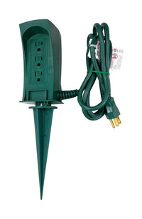 Projex 6 ft. L 3 outlets Yard Stake Power Strip Green