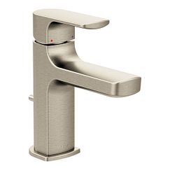 Brushed nickel one-handle low arc bathroom faucet