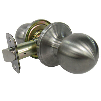 Ball Knob Style Passage Lockset, Stainless Steel