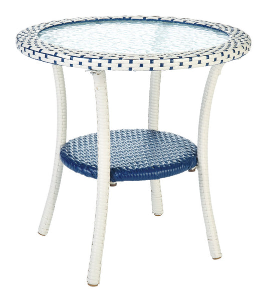 Living Accents  Cavalia  Round  Blue  Glass  Coffee Table