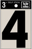 Hy-Ko 3 in. Black Vinyl Number 4 Self-Adhesive 1 pc. (Pack of 10)