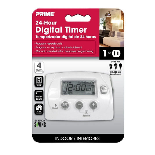 Prime Indoor Digital Timer 125 V White