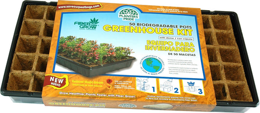 Planters Pride 3448 50 Fiber Grow Pot Greenhouse Starter Kit