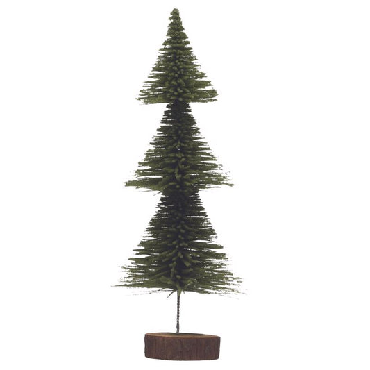 Creative Co-Op Green Brush Tree on Wood Base Indoor Christmas Decor 12 in.