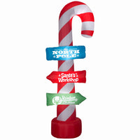 Inflatable Candy Cane, 3 Directional Signs, 8-Ft.