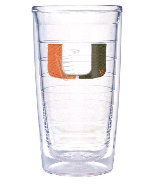 Tervis  Collegiate  16 oz. Miami Hurricanes  Clear  BPA Free Tumbler