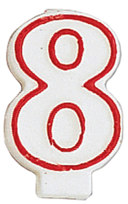 Creative Converting 80159033 #8 Red Outline Numeral Birthday Candle                                                                                   