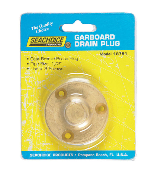 Tapón de drenaje Seachoice de bronce de 5,5 pulg. de largo x 2 pulg. de ancho, paquete de 1