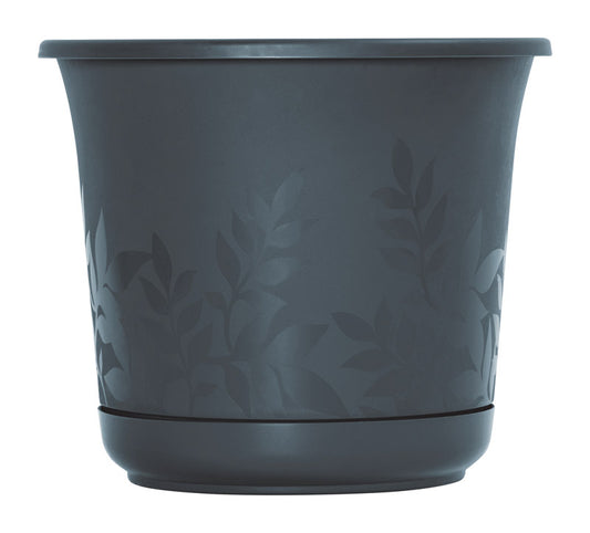 Bloem 7.5 in. H X 8.5 in. D Resin Planter Charcoal