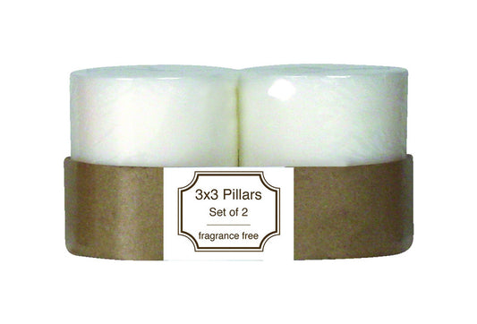 Langley Empire  White  No Scent Pillar  Candle  3 in. H x 3 in. Dia.