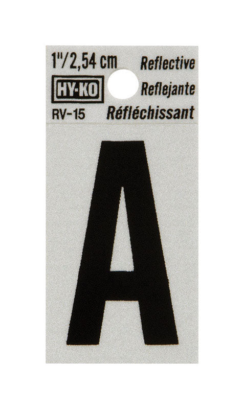 Hy-Ko 1 in. Reflective Black Vinyl Letter A Self-Adhesive 1 pc. (Pack of 10)