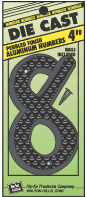 House Address Number "8", Black Die-Cast Aluminum, 4-In.