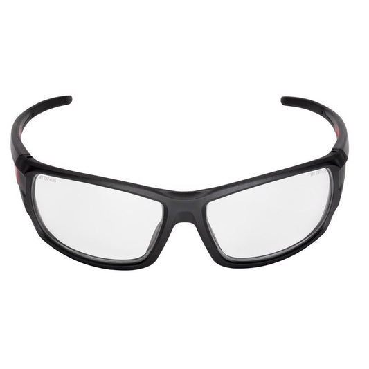 Milwaukee  Anti-Fog Performance Safety Glasses  Clear Lens Black/Red Frame 1 pc.