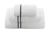 LINIM 3-Pcs Towel Set 100% Cotton White With Lines; Bath, Hand & Washcloth Gray 