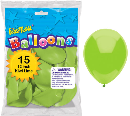 Pioneer National Latex 55196 12" Kiwi Lime Funsational Balloons 15 Count