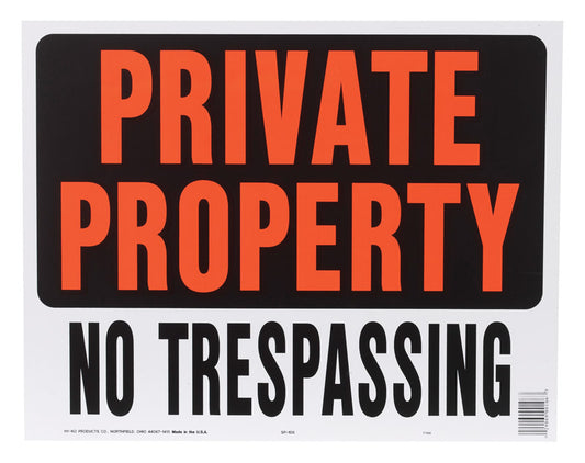 Hy-Ko English Private Property / No Trespassing Sign Plastic 15 in. H x 19 in. W (Pack of 5)