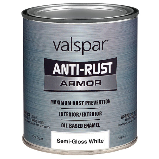 Valspar Anti-Rust Armor Indoor and Outdoor Semi-Gloss White Oil-Based Enamel Spray Paint 1 qt