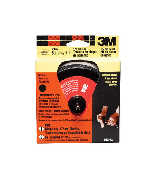 3M 5 in. Aluminum Oxide Adhesive Sanding Disc Kit Assorted 4 pc