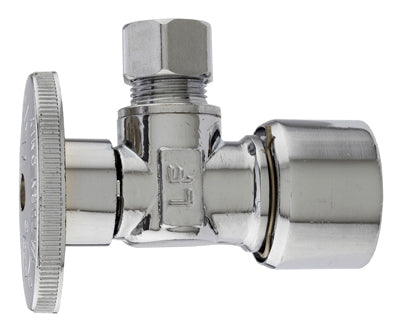 Angle Supply Stop Push Fit Valve, Chrome, 5/8-In. O.D. Quick Lock x 3/8-In. O.D. Compression