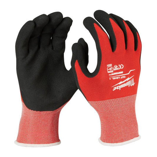 Milwaukee  Cut 1  Nitrile Coated/Nylon  Cut Resistant Gloves  Black/Red  L  1 pair
