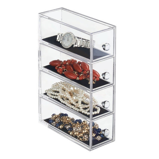 iDesign 4 drawer Clear/Black Drawer 10 in. H X 2.75 in. W X 7 in. D Stackable