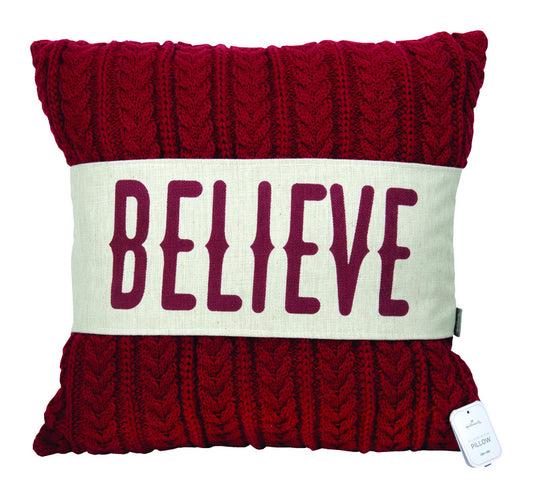 Hallmark Believe Knit Pillow Christmas Decoration Red Fabric 18 in. 1 pk (Pack of 2)