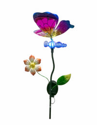 Solar White LED Butterfly Stake Light, Metal & Glass
