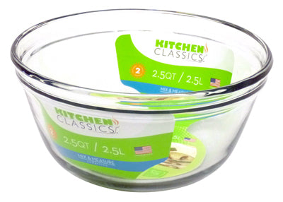 Mixing Bowl, Tempered Glass, 2.5-Qt. (Pack of 6)