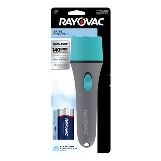 Rayovac Brite Essentials 20 lm Gray/Turquoise LED Flashlight D Battery