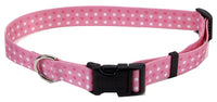 Dog Collar, Adjustable, Dot, Pink Nylon, 1 x 18-26-In.