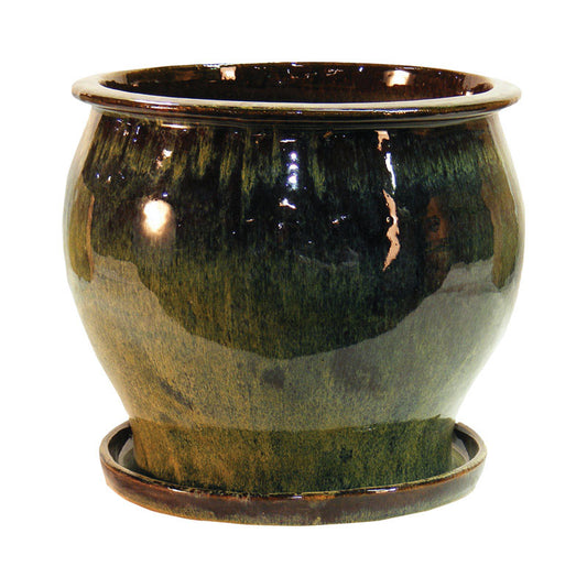 Trendspot 8 in. H Ceramic Pot Green (Pack of 2)