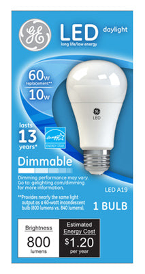 GE A19 E26 (Medium) LED Bulb Daylight 60 Watt Equivalence 1 pk